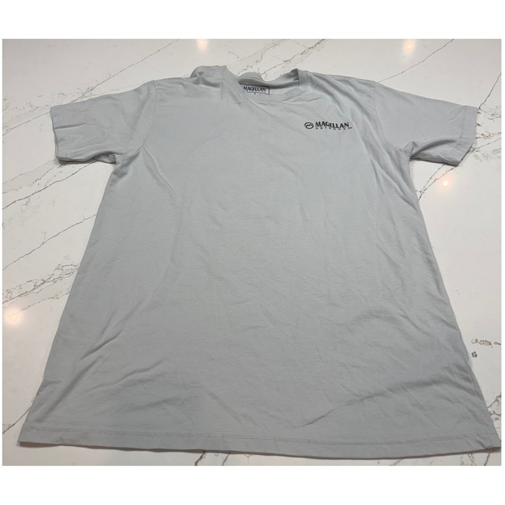Magellan Outdoors Mens T Shirt Graphic Print Gray LG, NWOT